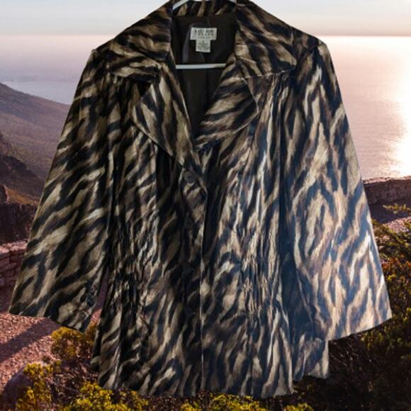 Allison Taylor Woman 1X button down animal print long sleeve cotton blend jacket - Picture 1 of 1